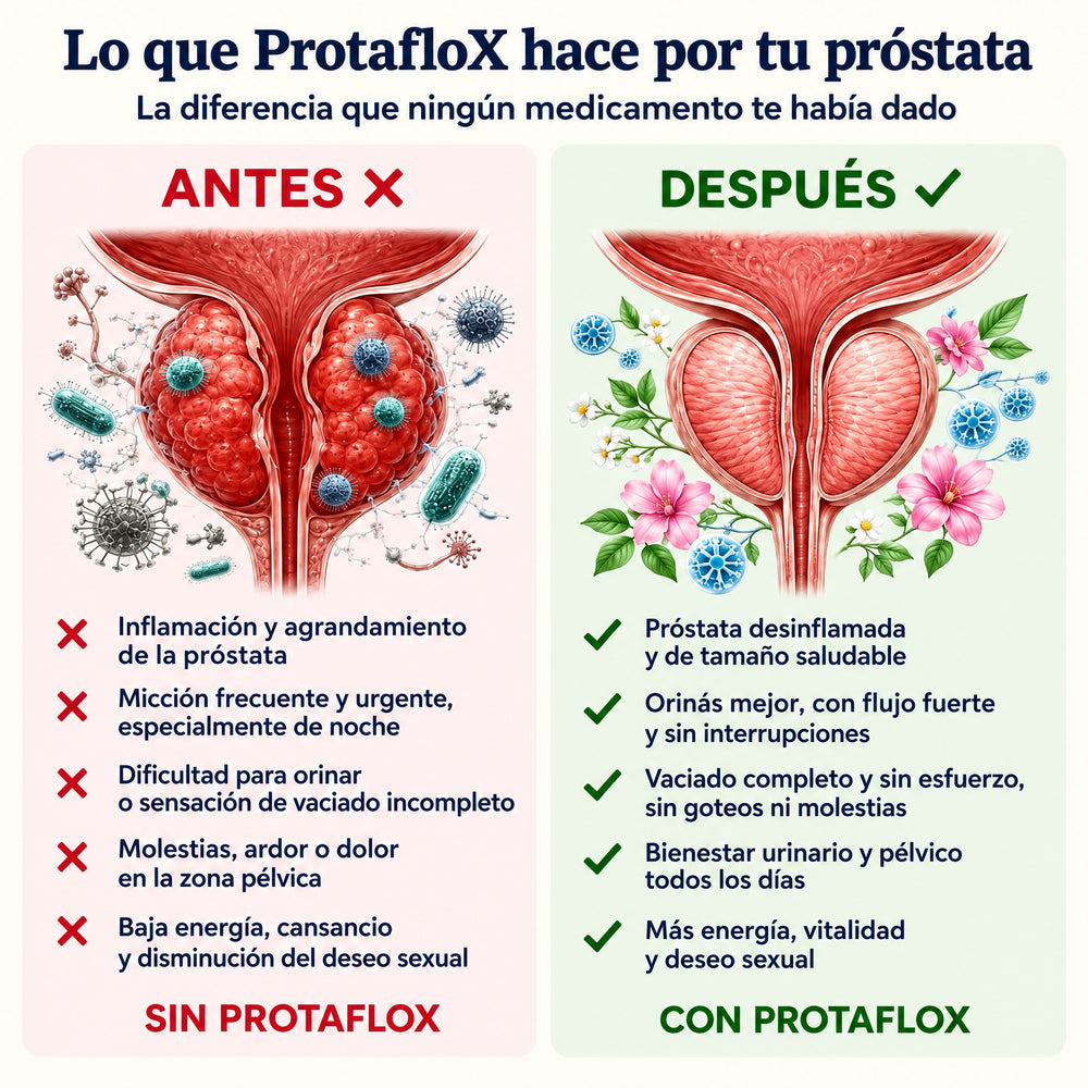 Lo que ProtafloX hace por tu próstata - antes y después
