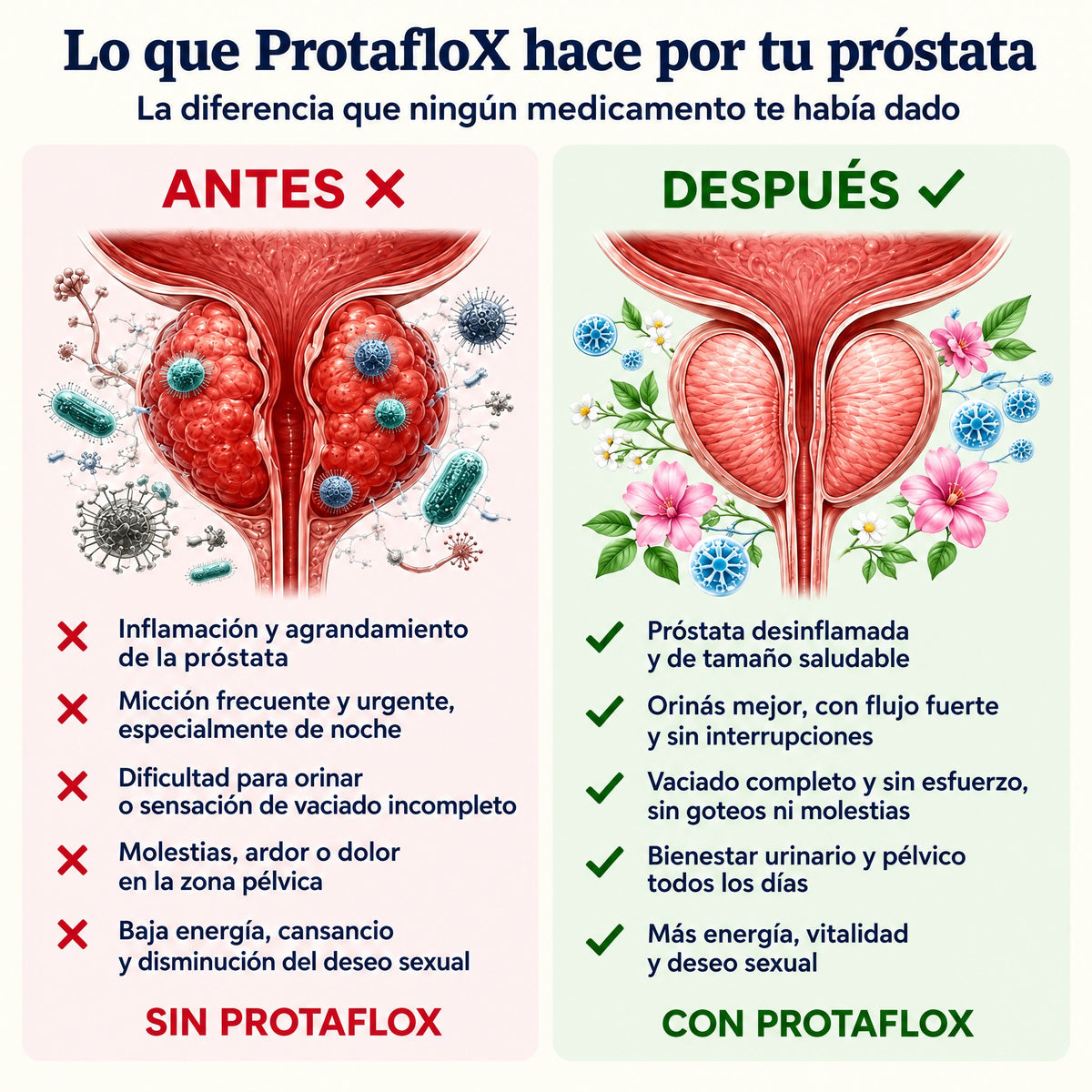 Lo que ProtafloX hace por tu próstata - antes y después