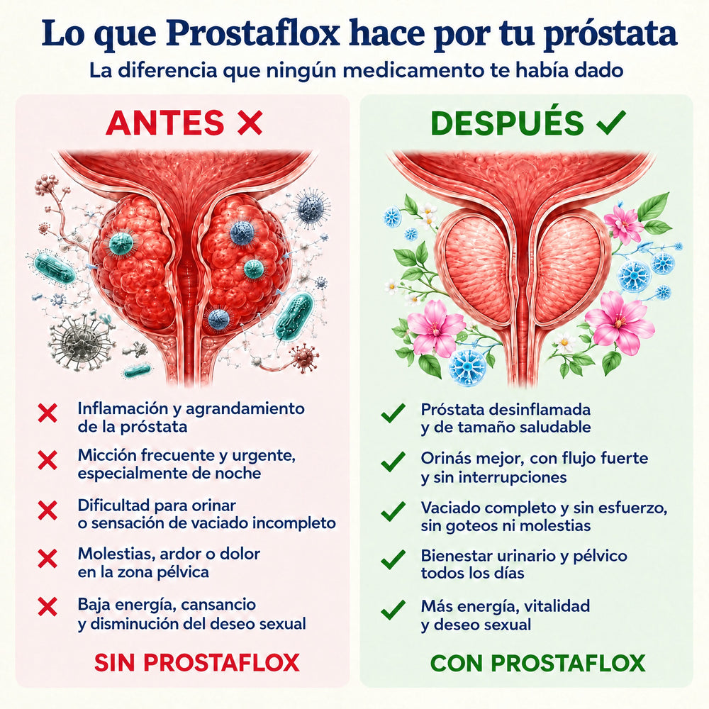 Lo que ProstafloX hace por tu próstata - antes y después